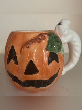 K’s Collection Pouty Ghost Halloween Jack-o-lantern Mug